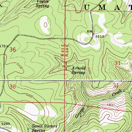 Topographic Map of Arnold Spring, WA