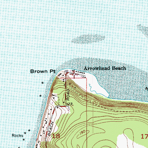 Topographic Map of Arrowhead Beach, WA