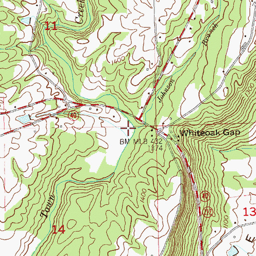 Topographic Map of Johnson Branch, AL