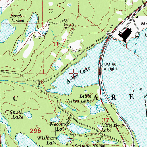 Topographic Map of Ashes Lake, WA