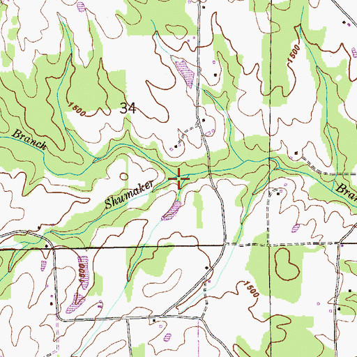 Topographic Map of Jones Branch, AL