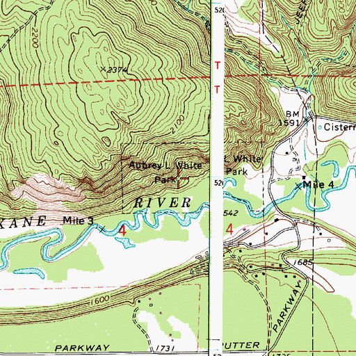 Topographic Map of Aubrey L White Park, WA