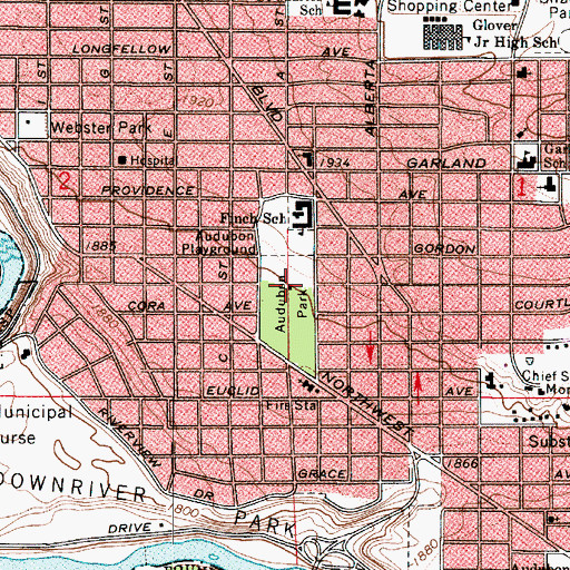Topographic Map of Audubon Park, WA