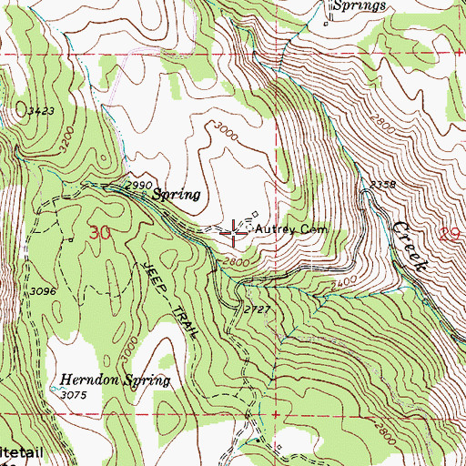 Topographic Map of Autrey Cemetery, WA