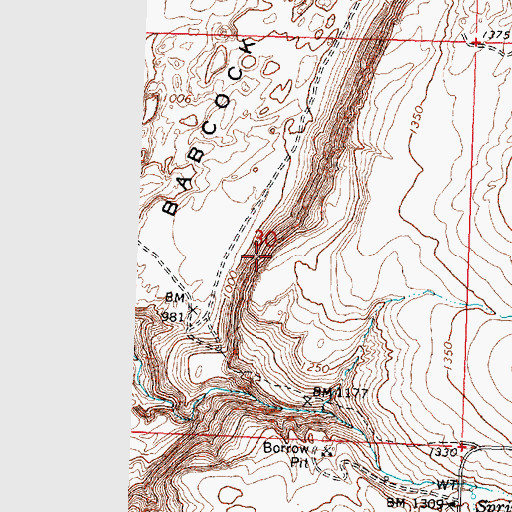 Topographic Map of Babcock Bench, WA
