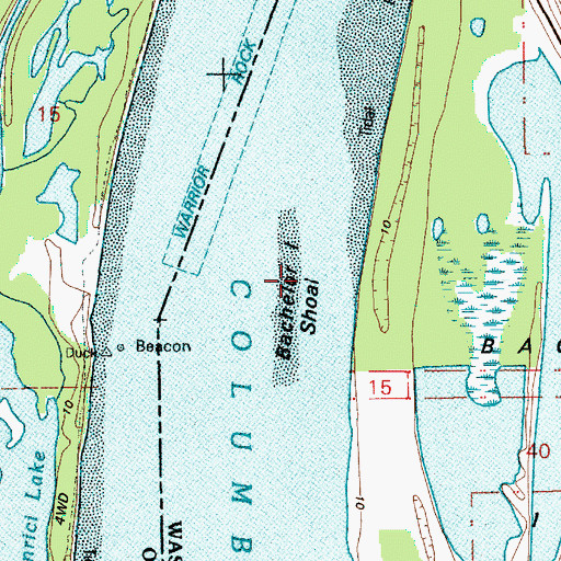 Topographic Map of Bachelor Island Shoal, WA