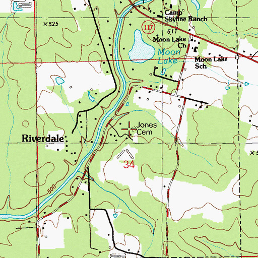 Topographic Map of Jones Cemetery, AL