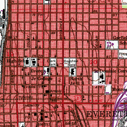 Topographic Map of Bagshaw Field, WA
