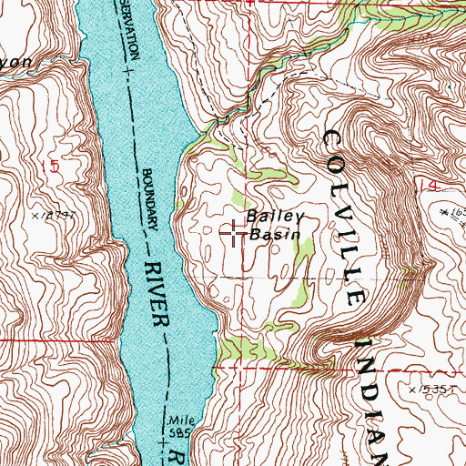 Topographic Map of Bailey Basin, WA