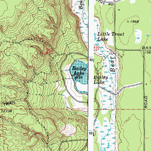 Topographic Map of Bailey Lake, WA