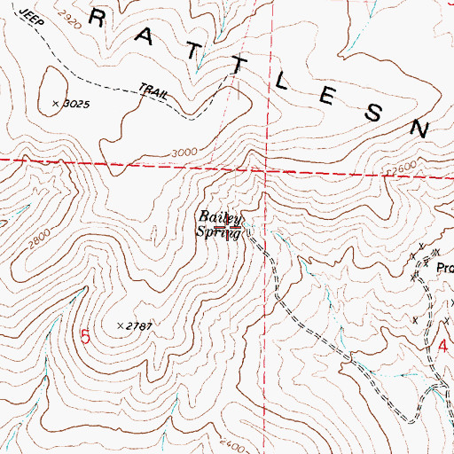 Topographic Map of Bailey Spring, WA