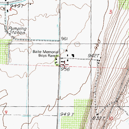 Topographic Map of Bailie Memorial Boys Ranch, WA