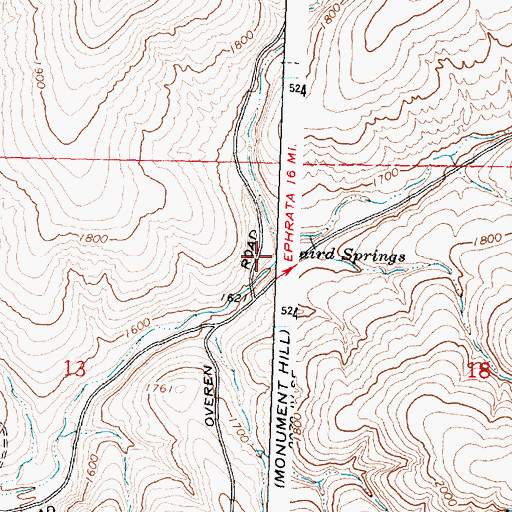 Topographic Map of Baird Springs, WA