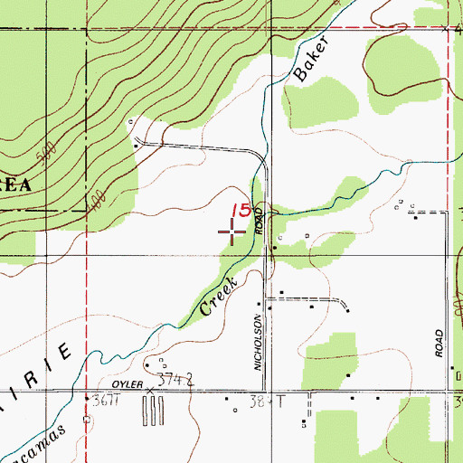 Topographic Map of Baker Creek, WA