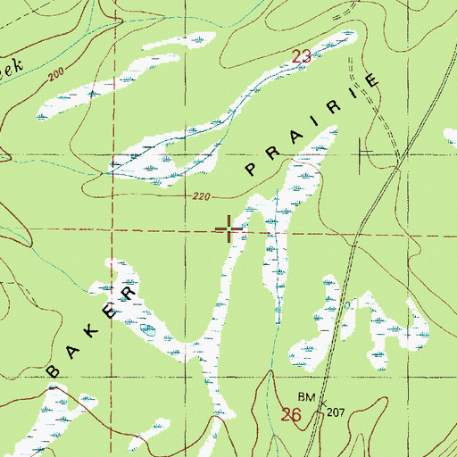 Topographic Map of Baker Prairie, WA