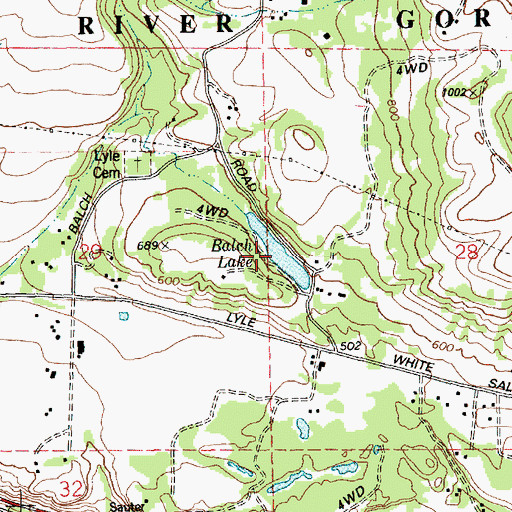 Topographic Map of Balch Lake, WA