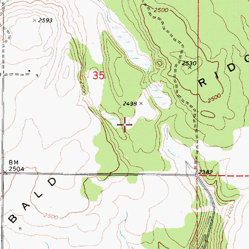 Topographic Map of Bald Ridge, WA