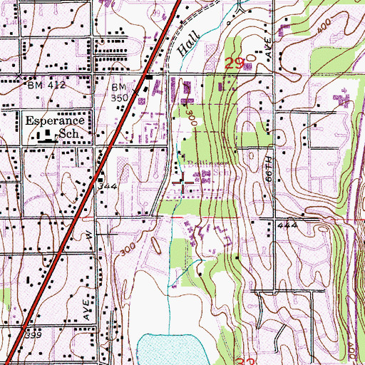 Topographic Map of Ballinger School, WA