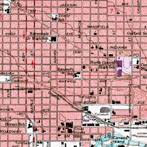 Topographic Map of Alternative Bancroft School, WA