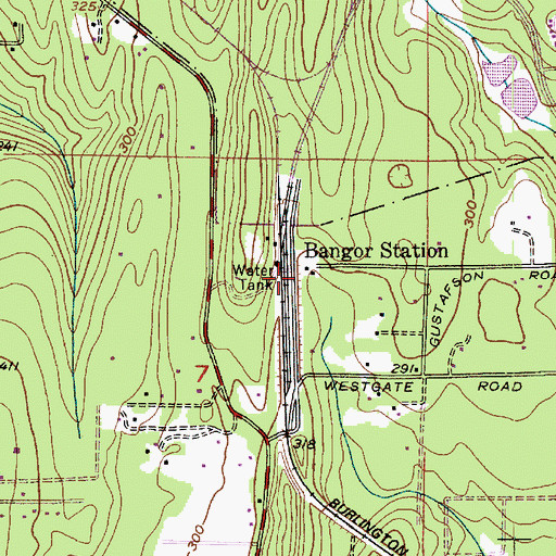 Topographic Map of Bangor Station, WA