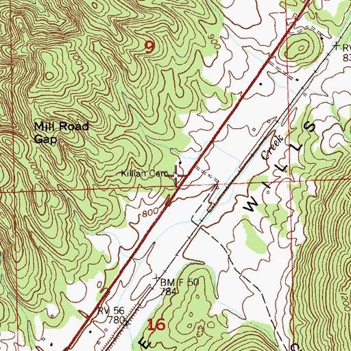 Topographic Map of Killian Cemetery, AL