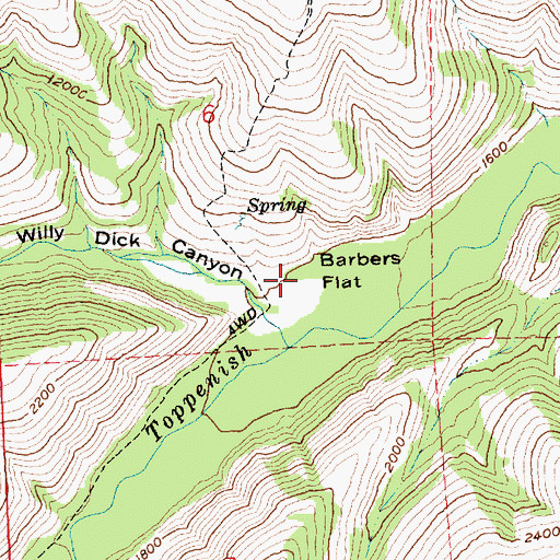 Topographic Map of Barbers Flat, WA