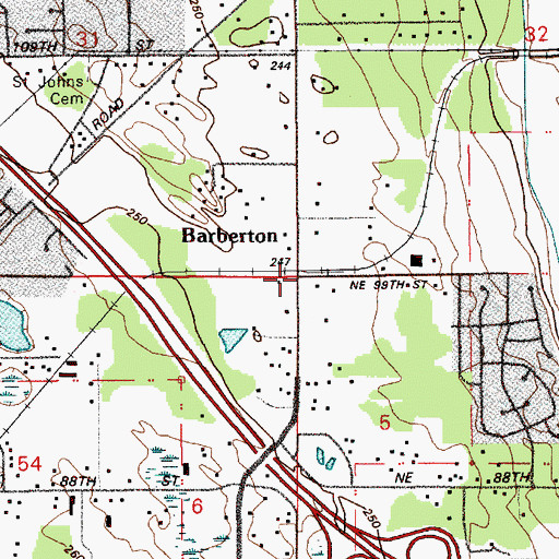 Topographic Map of Barberton, WA