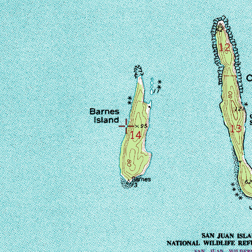 Topographic Map of Barnes Island, WA