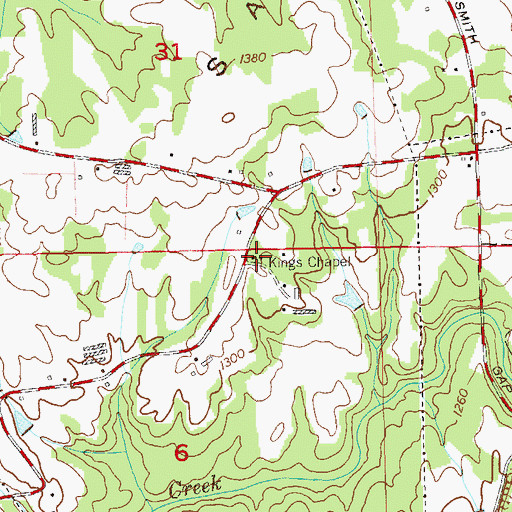 Topographic Map of Kings Chapel, AL