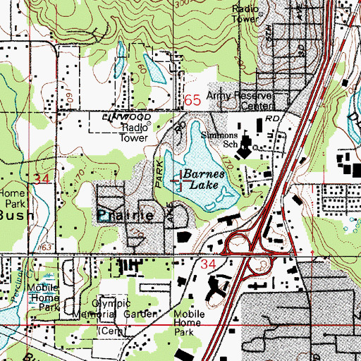 Topographic Map of Barnes Lake, WA