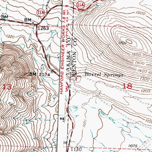 Topographic Map of Barrel Springs, WA