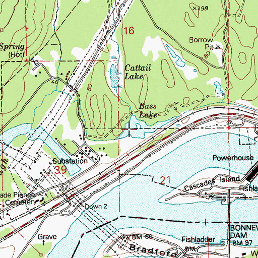 Topographic Map of Bass Lake, WA