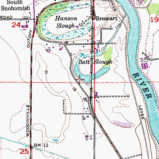 Topographic Map of Batt Slough, WA