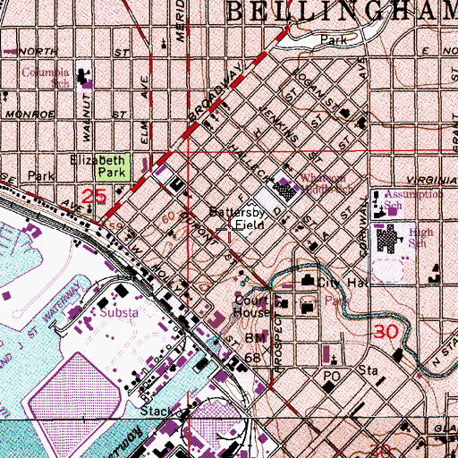 Topographic Map of Battersby Field, WA