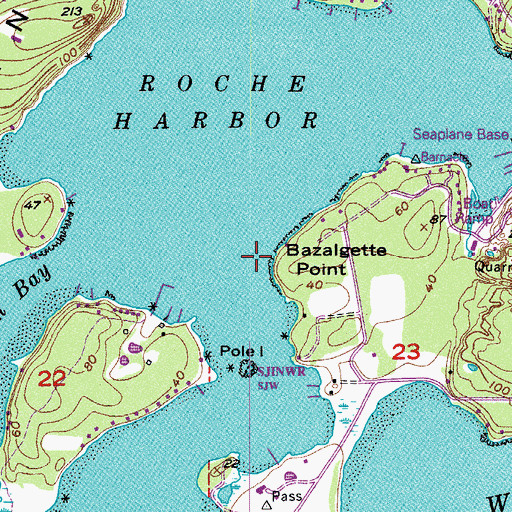 Topographic Map of Bazalgette Point, WA
