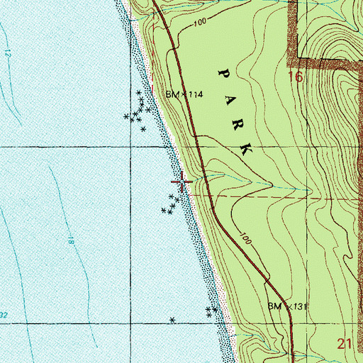 Topographic Map of Beach Trail 5, WA