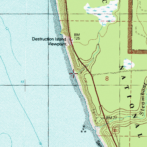 Topographic Map of Beach Trail 7, WA