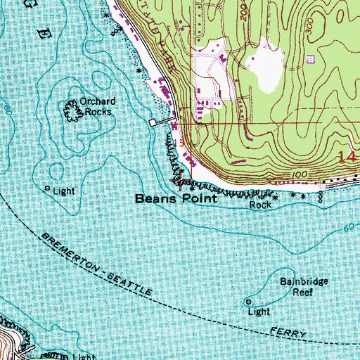 Topographic Map of Beans Point, WA