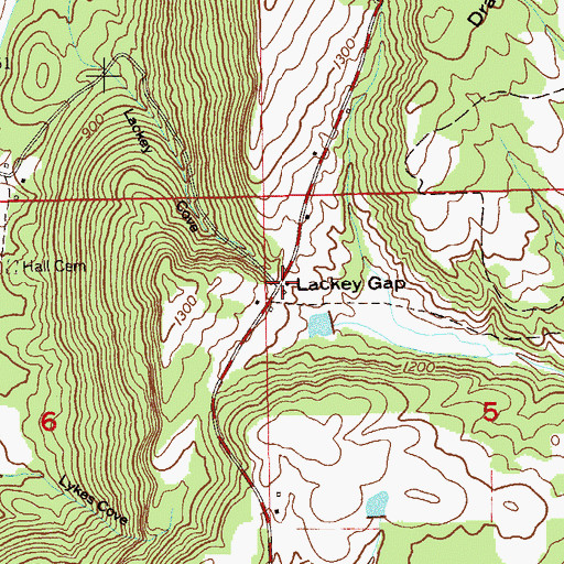 Topographic Map of Lackey Gap, AL