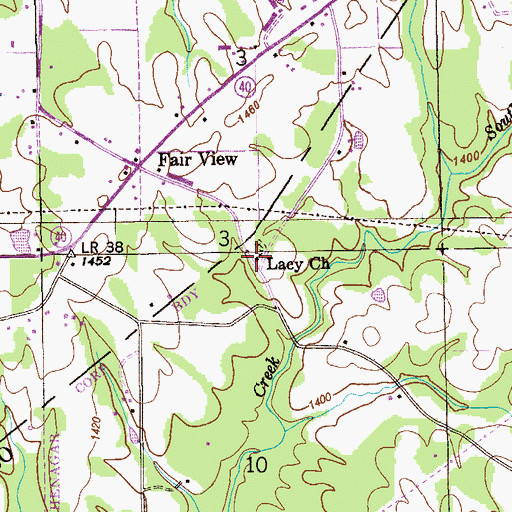 Topographic Map of Lacy Church, AL