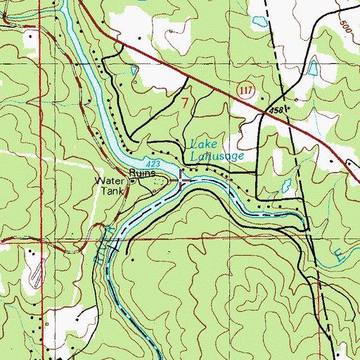 Topographic Map of Lake Lahusage, AL