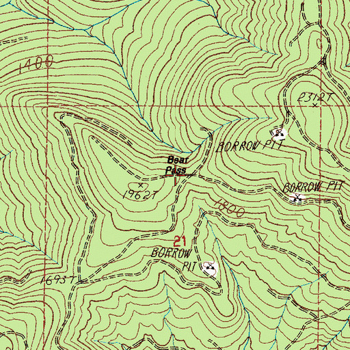 Topographic Map of Bear Pass, WA