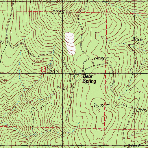 Topographic Map of Bear Spring, WA