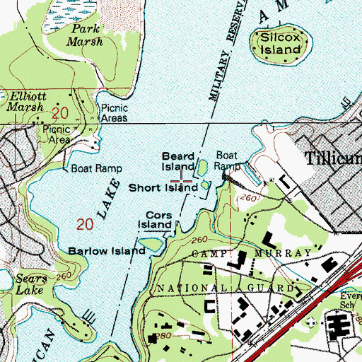 Topographic Map of Beard Island, WA