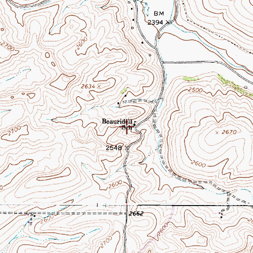Topographic Map of Beauridell School, WA
