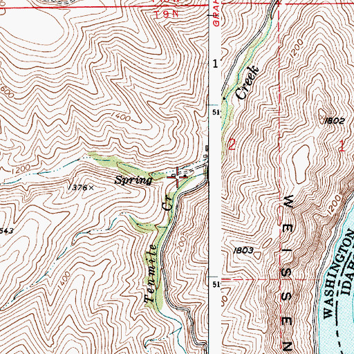 Topographic Map of Beckman Gulch, WA