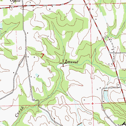 Topographic Map of Laurel Creek, AL