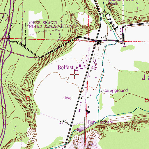 Topographic Map of Belfast School, WA