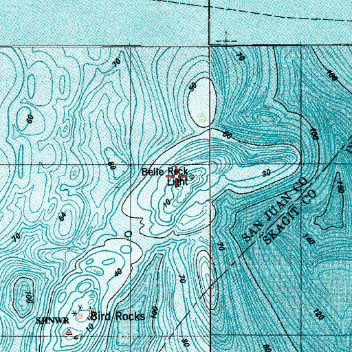 Topographic Map of Belle Rock Light, WA
