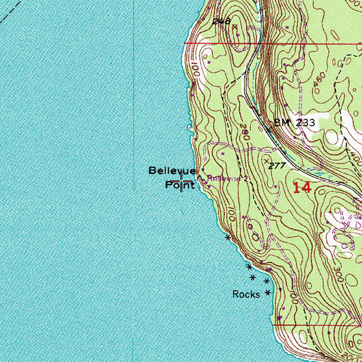 Topographic Map of Bellevue Point, WA